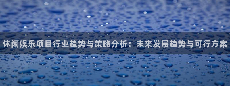 极悦娱乐平台链接：休闲娱乐项目行业趋势与策略分析：未来发展趋势与可行方案